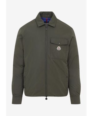 Moncler Vigeon Zip-Up Quilted Shirt Jacket - Green