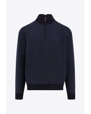 Loro Piana Roadster Cashmere Half-Up Jumper - Blue