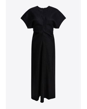 TOTEME Slouch Waist Crinkled Maxi Dress - Black