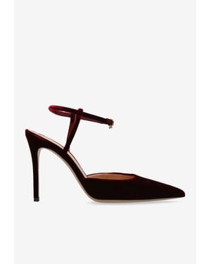Gianvito Rossi Velluto 95 Pointed-Toe Velvet Pumps - White
