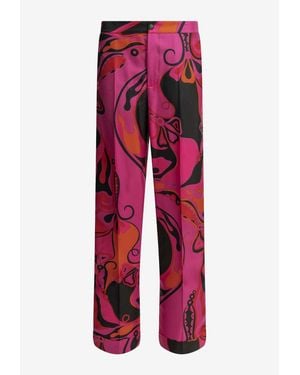 PUCCI Orchidee Silk Pants - Red