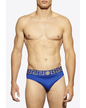 Versace Greca Border Swimming Briefs - Blue