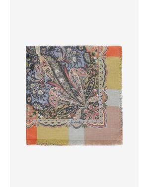 Etro Paisley Print Cashmere Blend Scarf - Grey
