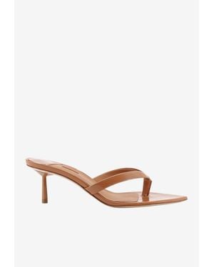 Le Silla Gisele 60 Patent Leather Thong Sandals - White