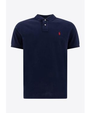Polo Ralph Lauren Logo Embroidered Polo T-Shirt - Blue
