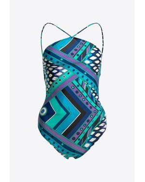 PUCCI Vivara Print One-Piece Swimsuit - Blue