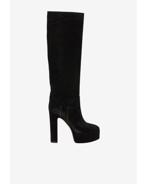 Casadei 80 Knee-High Suede Boots - Black