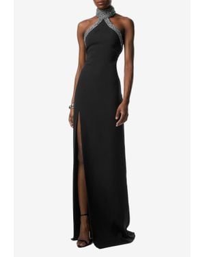 Tom Ford Embellished Halterneck Silk-Blend Gown - Black