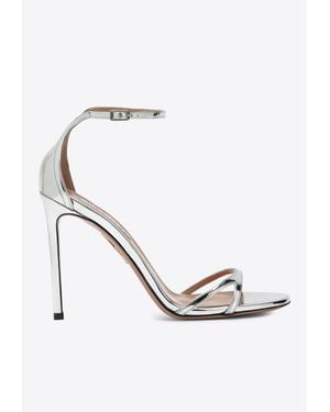 Aquazzura Nuda 85 Mirrored Leather Sandals - White