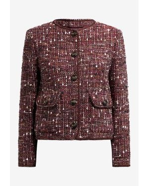 Etro Cropped Tweed Jacket - Purple