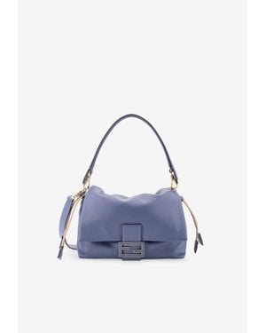 Fendi Medium Mamma Baguette Leather Shoulder Bag - Blue