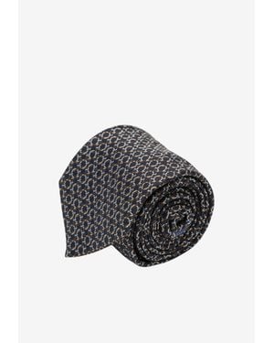 Ferragamo Gancini Print Silk Tie - Brown