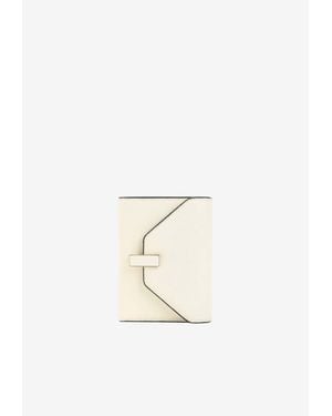 Valextra Iside Calf Leather Tri-Fold Wallet - Natural