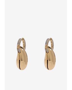 Tory Burch Pierced Crystal Paved Hoop Earrings - Natural