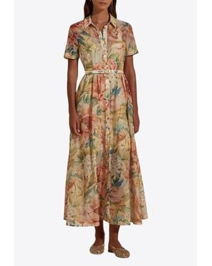 Dahlia Bianca Sydney Floral Midi Dress - Natural