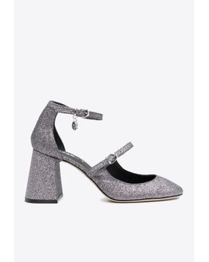 MSGM Logo-Charm 90Mm Glitter Pumps - White