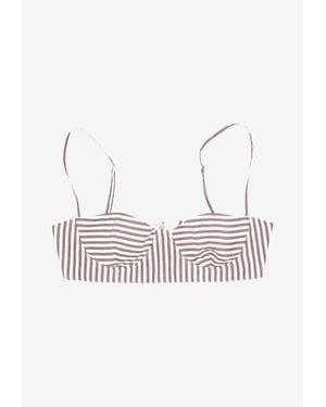 LA ROSE All-Over Striped Bralette - White