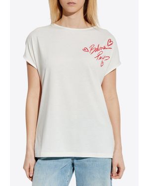 Balmain Lipstick Logo T-Shirt - White