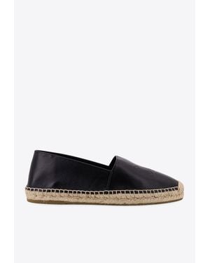 Celine Triomphe Logo Leather Espadrilles - White