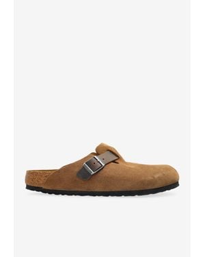 Birkenstock Boston Vl Textured Slides - Brown