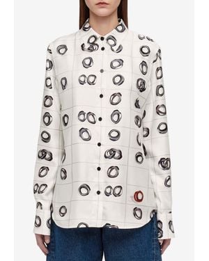 Ferragamo Graphic Print Long-Sleeved Shirt - Gray