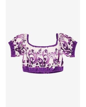Dolce & Gabbana Majolica Print Cropped Top - Pink