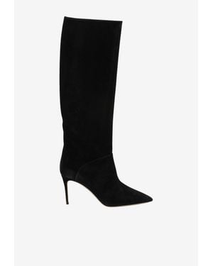 Casadei 80 Knee-High Suede Boots - Black