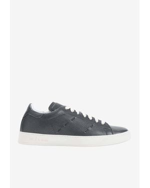 Kiton Grained Leather Low-Top Sneakers - Blue