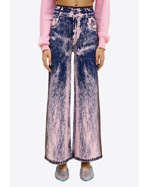 Ph5 Zahra Wide-Leg Denim-Print Trousers - Multicolour