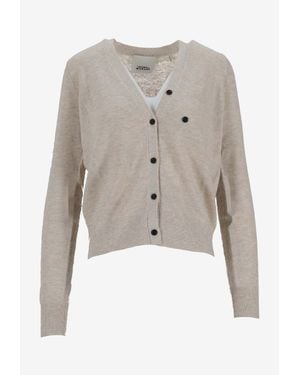 Isabel Marant Carline V-Neck Wool-Blend Cardigan - White