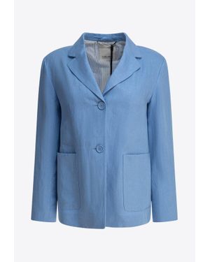 Max Mara Olivia Single-Breasted Linen Jacket - Blue
