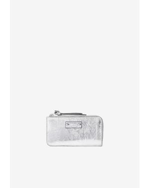 Jimmy Choo Lise-Z Metallic Leather Cardholder - White