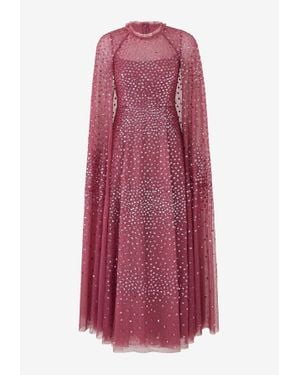 Needle & Thread Scatter Dot Cape Maxi Dress - Purple