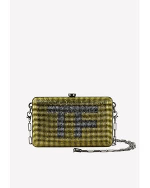 Tom Ford Mini Tf Crystal-Embellished Box Clutch With Chain Strap - Yellow