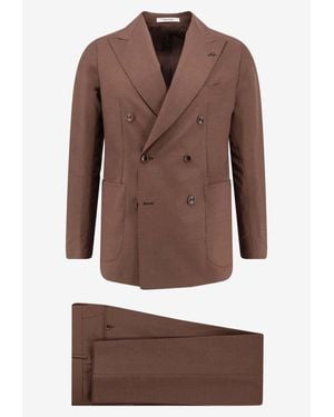 Tagliatore Double-Breasted Wool Blazer - Brown