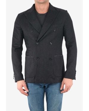 Tonello Double-Breasted Wool-Blend Jacket - Black