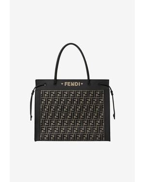 Fendi Large Magic Ff Jacquard Tote Bag - Black