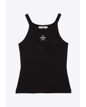 Fendi Ribbed Tank Top - Black