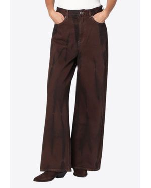 Ganni High-Waist Wide-Leg Jeans - Brown