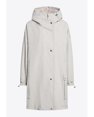 Max Mara Gail Hooded Zip-Up Parka With Drawstrings - White