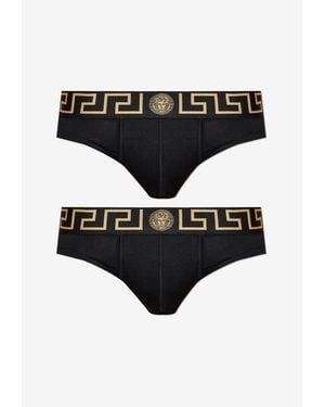 Versace Greca Border Briefs Set - Black