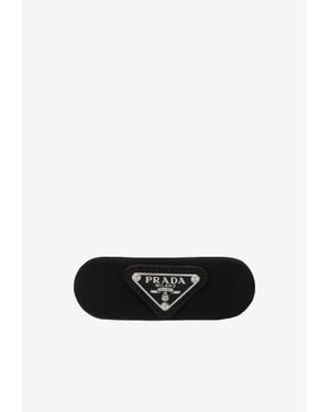 Prada Triangle Logo Hair Clip - White