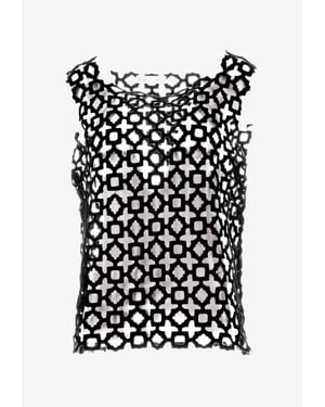 Niccolò Pasqualetti Carta Geometric-Lace Tank Top - Black
