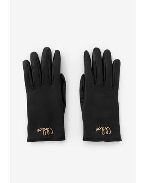 Chloé Logo-Plaque Leather Gloves - Black