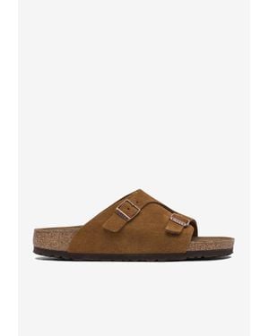 Birkenstock Zürich Suede Flat Sandals - Brown