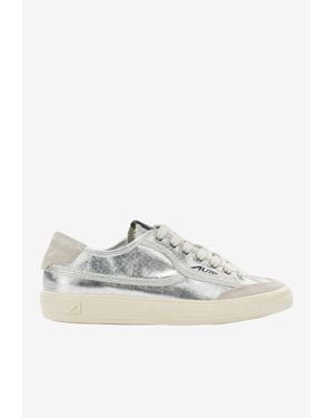Autry Windscape Metallic Low-Top Sneakers - White