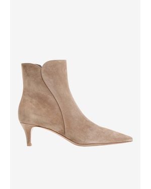 Gianvito Rossi Levy 55 Suede Ankle Boots - Natural