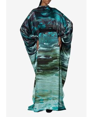ROKSANDA Raziya Abstract Printed Maxi Kaftan Dress - Green