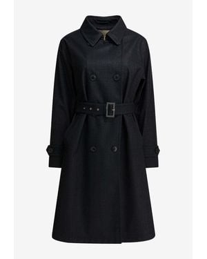 Herno Double-Breasted Belted Trench Coat - Black