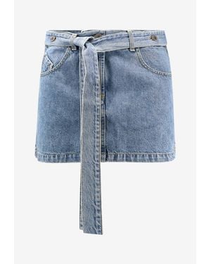 The Attico Crossover Back Mini Denim Skirt - Blue